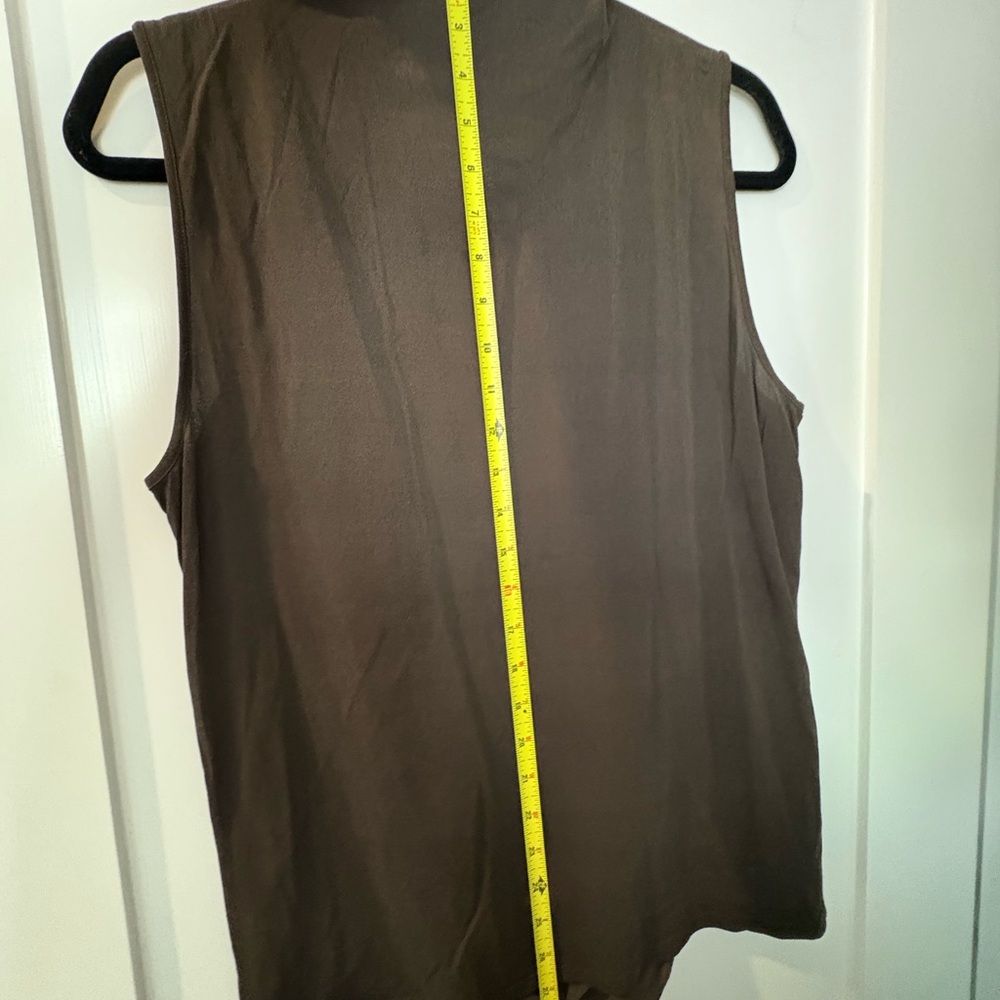 Ellen Tracy Sleeveless Brown Tank Top SILK SZ LARGE - Picture 3 of 11